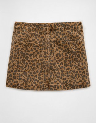 AE Leopard Low-Rise A-Line Mini Skirt