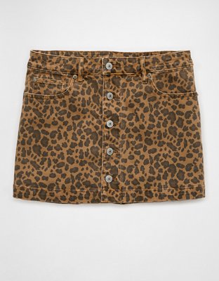 AE Leopard Low-Rise A-Line Mini Skirt