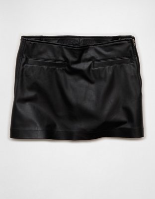AE Mid-Rise Vegan Leather Skort Womens Black 4 Long 24$