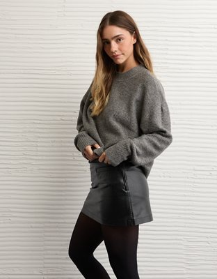 AE Mid-Rise Vegan Leather Skort