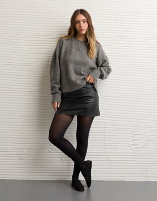 AE Mid-Rise Vegan Leather Skort