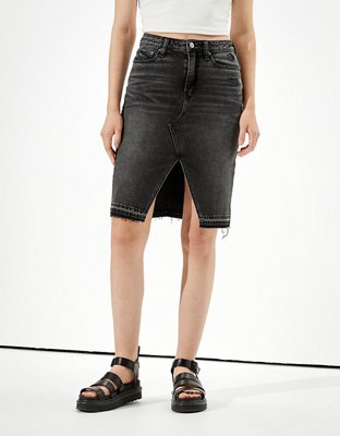 AE Super High-Waisted Denim Midi Skirt
