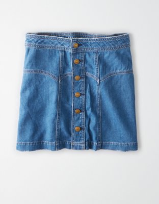 AE Super High-Waisted Denim A-Line Skirt