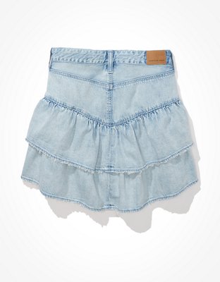 AE Super High-Waisted Tiered Denim Skirt