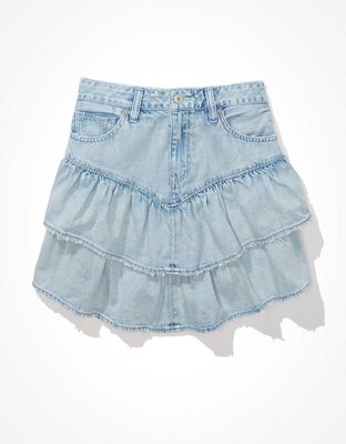 AE Super High-Waisted Tiered Denim Skirt