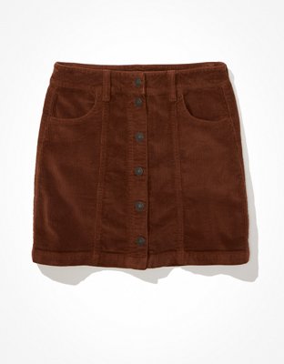 AE Corduroy Button-Up Skirt