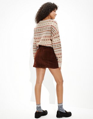AE Corduroy Button-Up Skirt