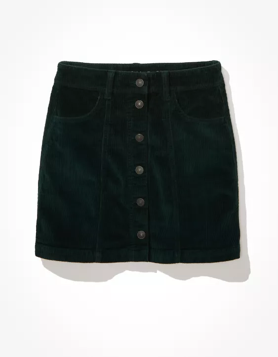 AE Corduroy Button-Up Skirt