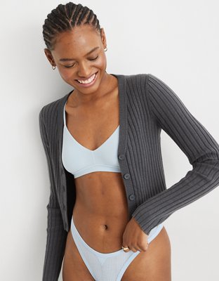 Aerie Wide Rib Cropped Cardigan