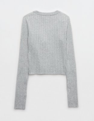 Aerie Wide Rib Cropped Cardigan