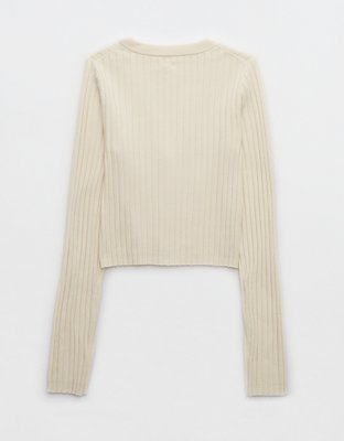 Aerie Wide Rib Cropped Cardigan