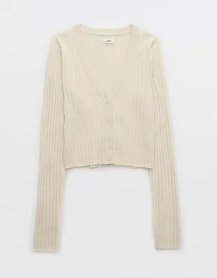 Aerie Wide Rib Cropped Cardigan