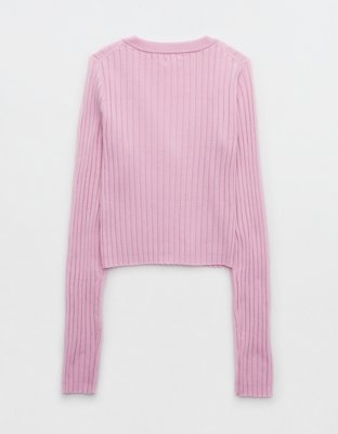 Aerie Wide Rib Cropped Cardigan
