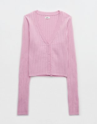 Aerie Wide Rib Cropped Cardigan