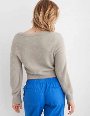 Aerie Fuzzy Cropped Cardigan