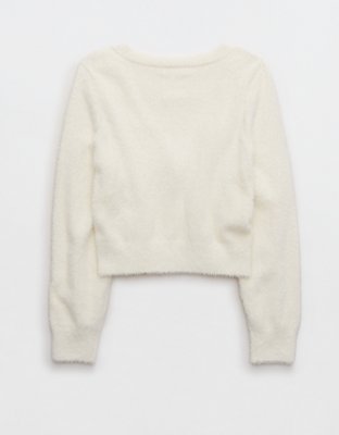 Aerie Fuzzy Cropped Cardigan