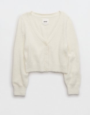 Aerie Fuzzy Cropped Cardigan