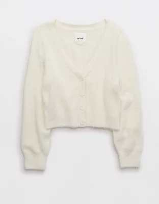 Aerie Fuzzy Cropped Cardigan