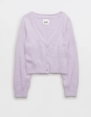 Aerie Fuzzy Cropped Cardigan