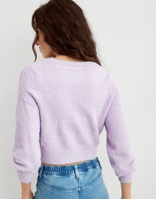 Aerie Fuzzy Cropped Cardigan