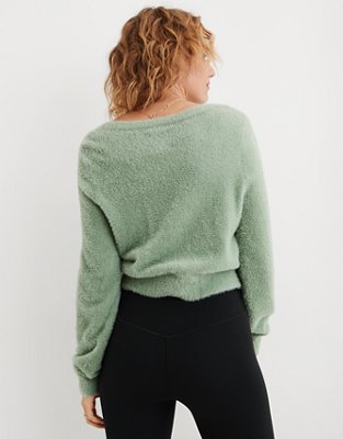 Aerie Fuzzy Cropped Cardigan