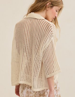 Aerie Short Sleeve Polo Sweater