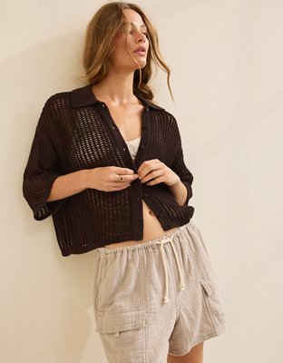 Aerie Short Sleeve Polo Sweater