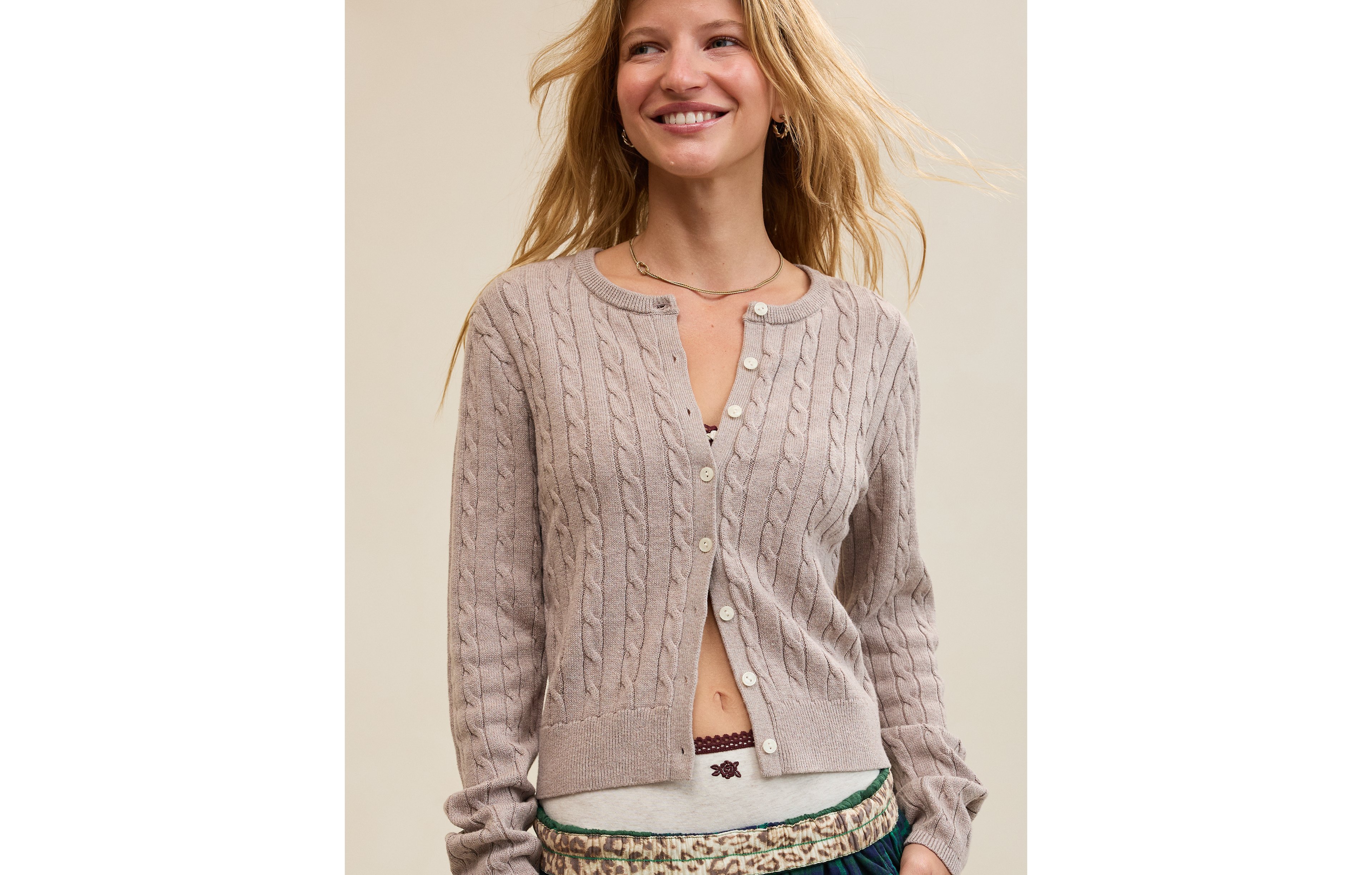 Aerie Cotton Cable Cardigan
