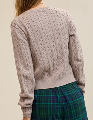 Aerie Cotton Cable Cardigan