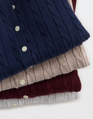 Aerie Cotton Cable Cardigan
