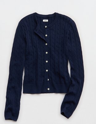 Aerie Cotton Cable Cardigan