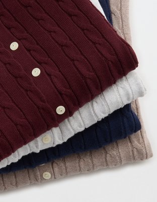 Aerie Cotton Cable Cardigan