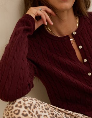 Aerie Cotton Cable Cardigan