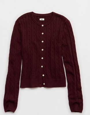 Aerie Cotton Cable Cardigan