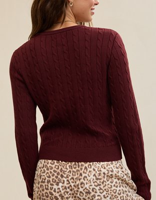 Aerie Cotton Cable Cardigan