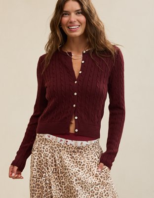 Aerie Cotton Cable Cardigan