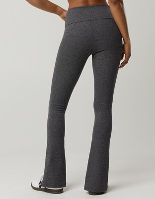 Женские леггинсы Offline By Aerie Jacquard Twill Mini Flare, цвет: Серый меланжевый — фото 3