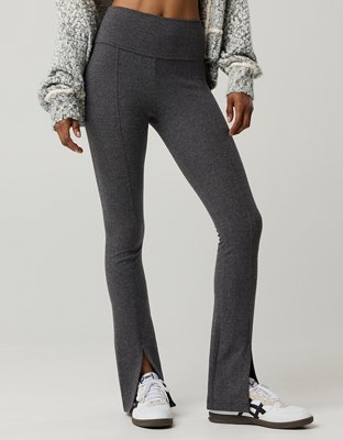 Женские леггинсы Offline By Aerie Jacquard Twill Mini Flare, цвет: Серый меланжевый — фото 6