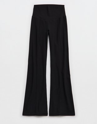 OFFLINE By Aerie Real Me XTRA Rib Cropped Kick Flare Legging Women's True Black L Long