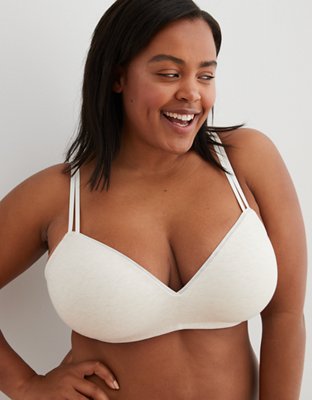 New AERIE American Eagle Real Happy Demi Push Up Bra, Heather Frost, Sz 32C,  8936-3 