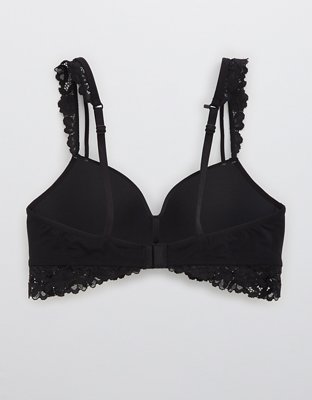 Aerie Real Happy Wireless Push Up Bluegrass Lace Bra