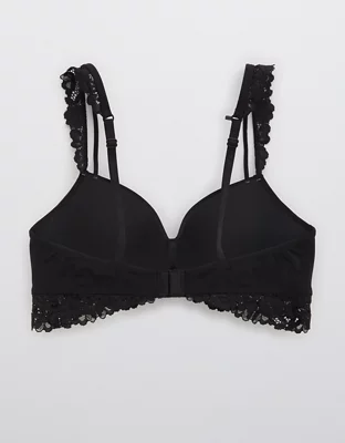 Aerie Real Happy Wireless Push Up Bluegrass Lace Bra