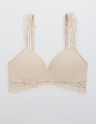 Aerie Real Happy Wireless Push Up Bluegrass Lace Bra