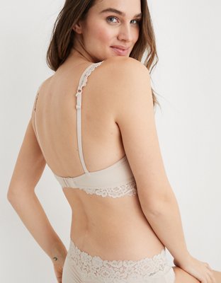 Aerie Real Happy Wireless Push Up Bluegrass Lace Bra