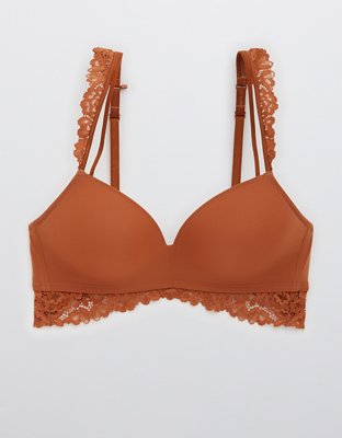 Aerie Real Happy Wireless Push Up Bluegrass Lace Bra