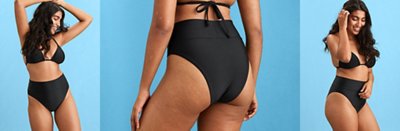 high waisted high cut leg bikini bottoms