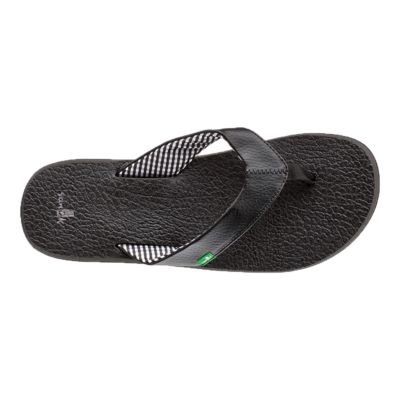 womens black sanuk flip flops