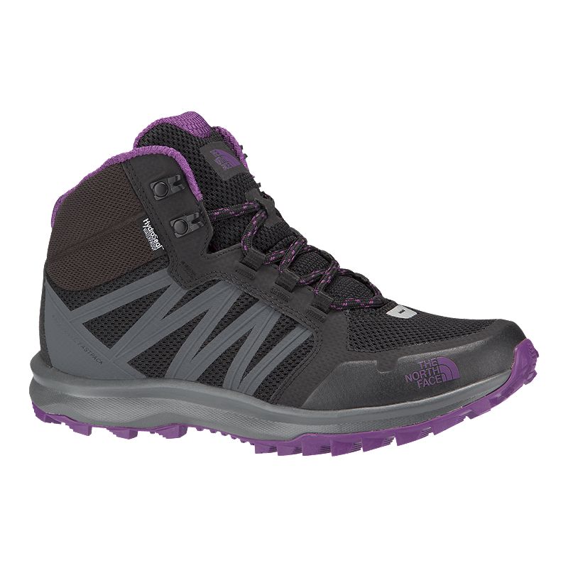 The North Face Women's Litewave Fastpack Waterproof Mid Hiking Boots - Black/Purple | Atmosphere.ca