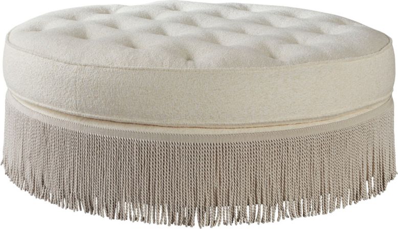 Baker Furniture Round Tufted Ottoman Traditional French Pouf