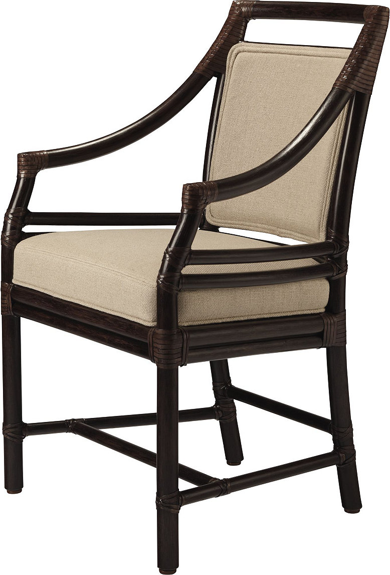 Rattan Target(R) Arm Chair, (Upholstered Back) by McGuire